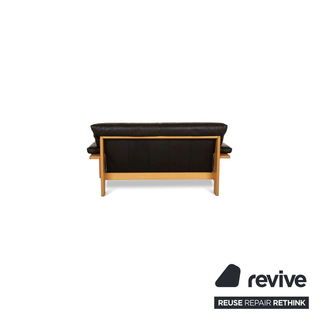 Musterring Sofa Set Three-Seater Two-Seater Armchair Leather Black Sofa Couch
