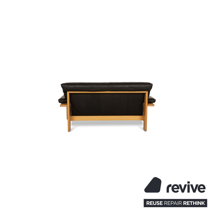 Musterring Sofa Set Three-Seater Two-Seater Armchair Leather Black Sofa Couch