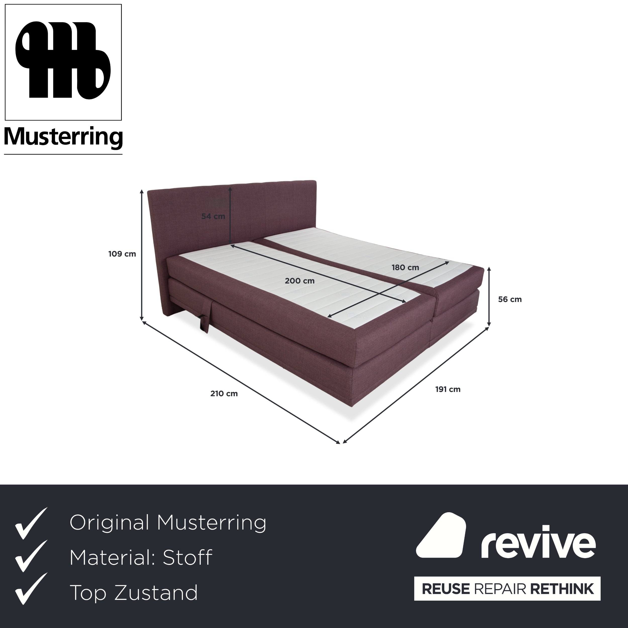 Musterring fabric bed box spring bed purple rose electric function
