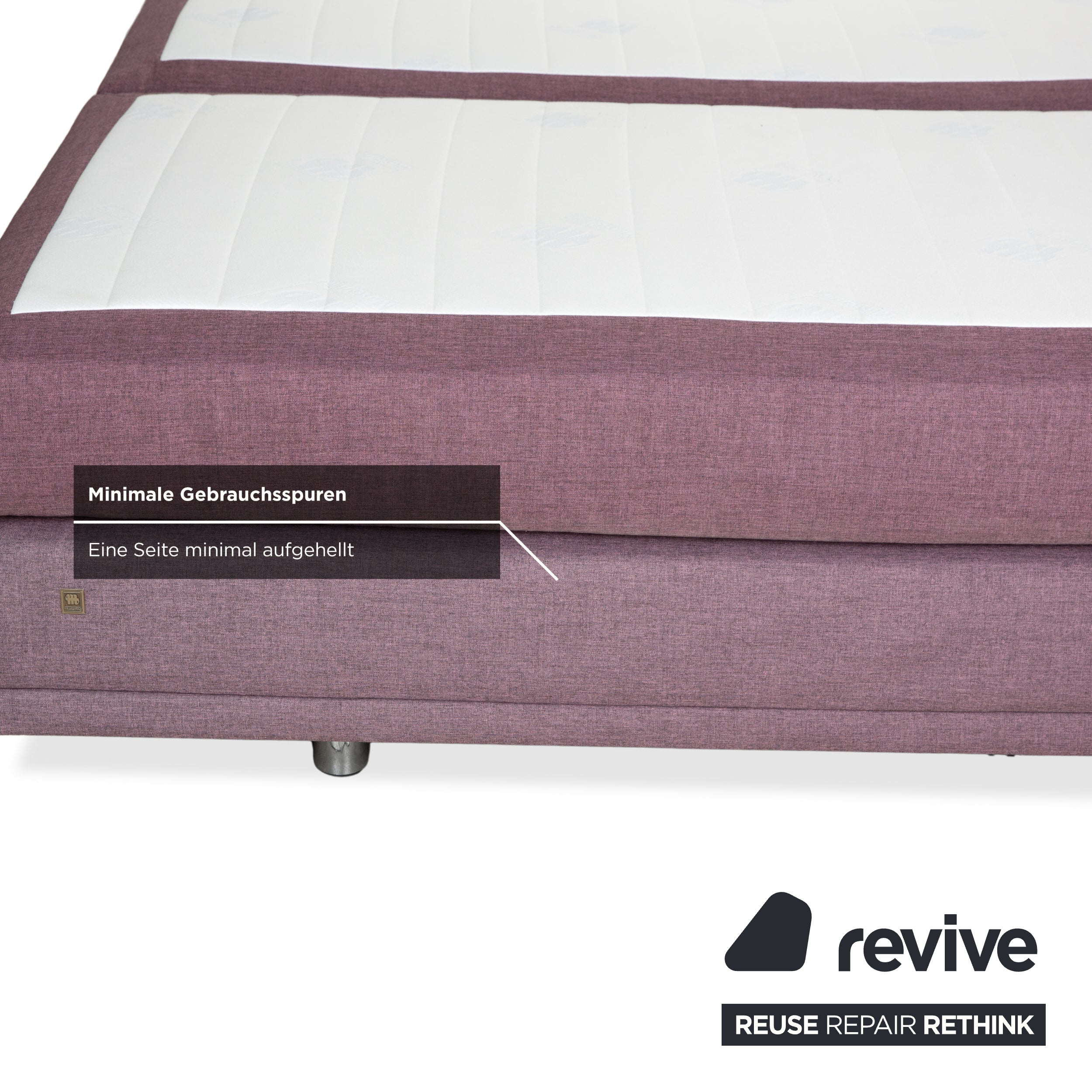 Musterring Stoff Bett Boxspringbett Hocker Lila Rosé elektrische Funktion