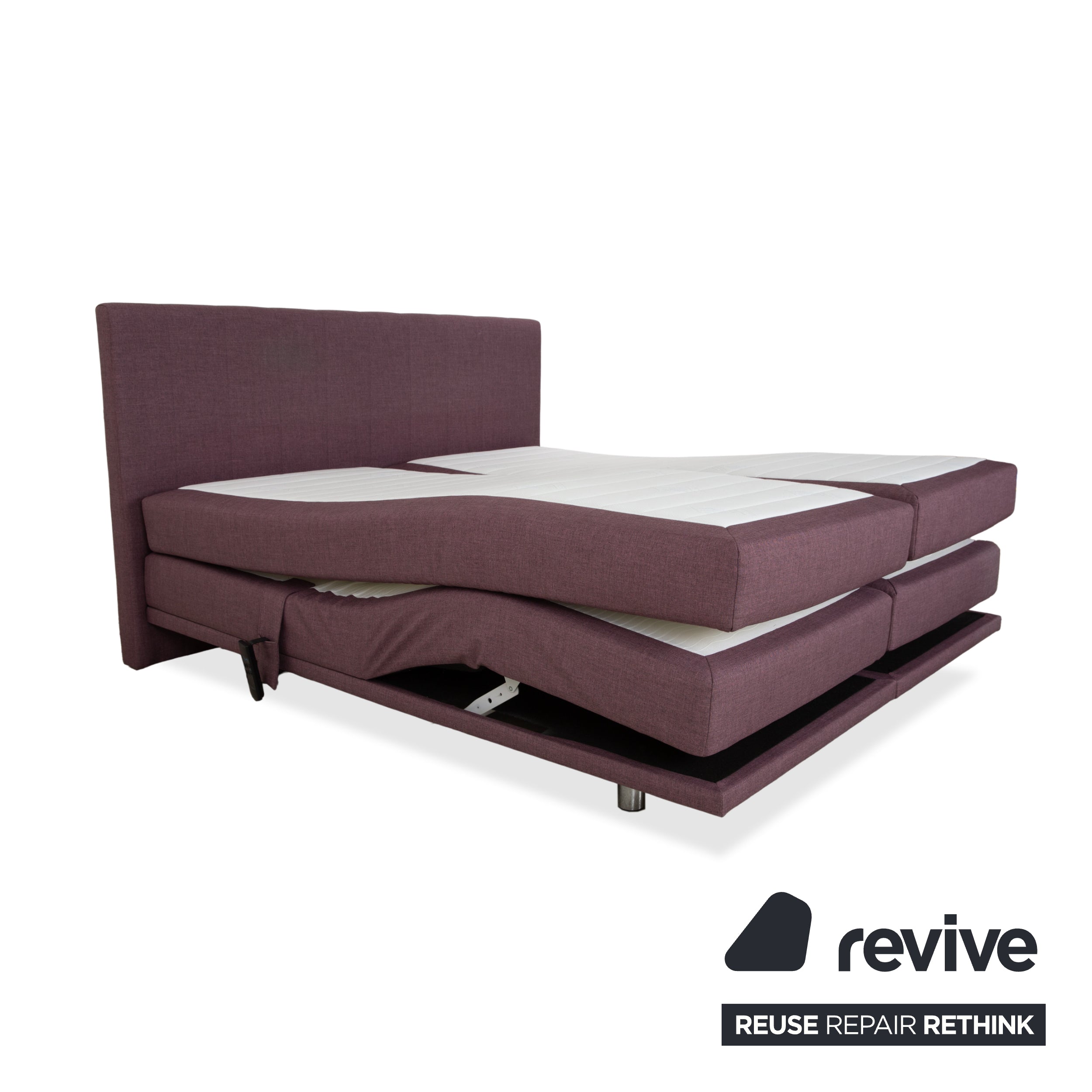 Musterring fabric bed, box spring bed, stool, purple rose, electric function