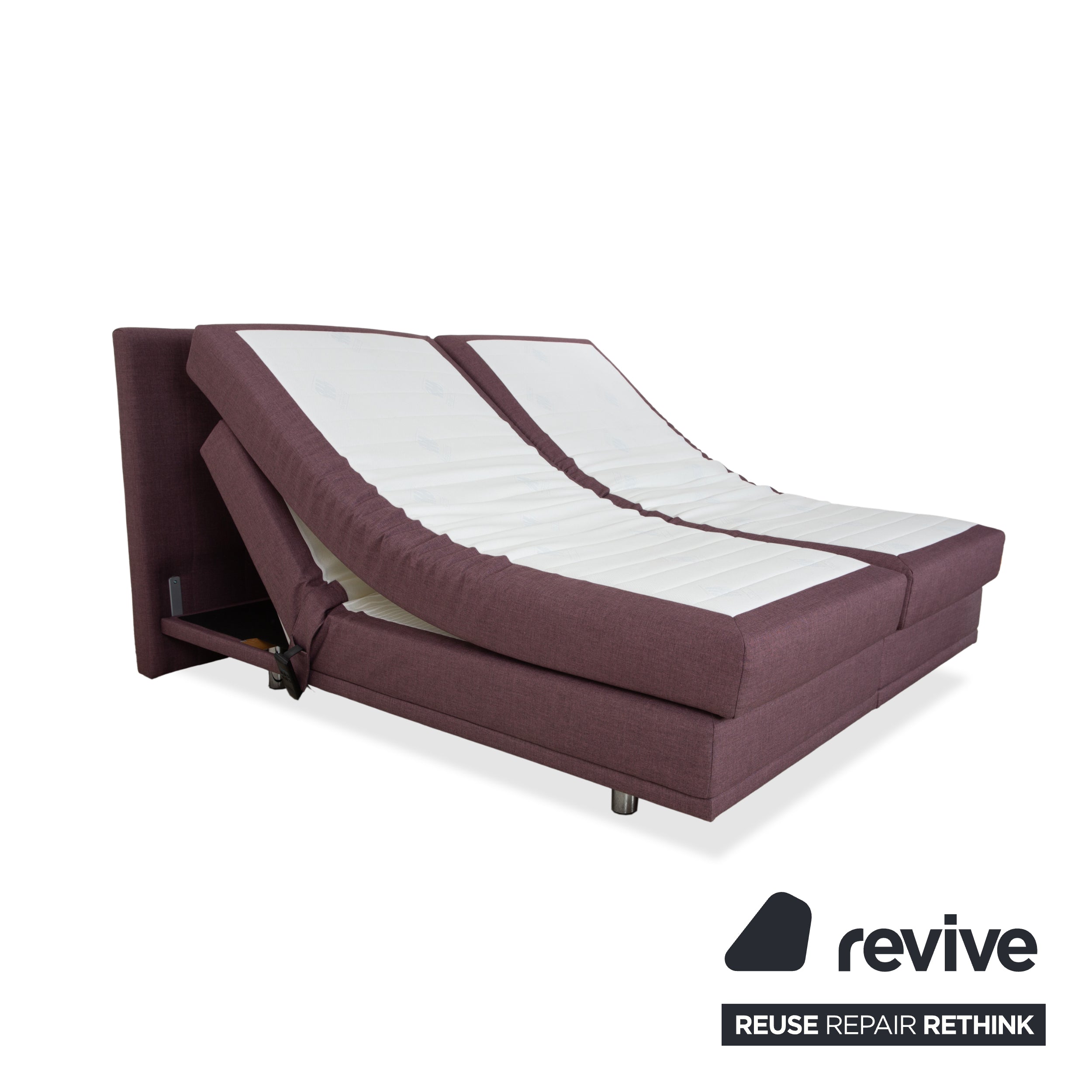 Musterring fabric bed, box spring bed, stool, purple rose, electric function