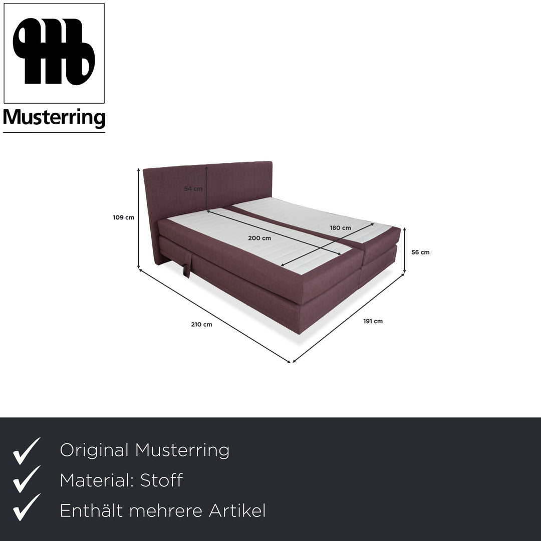 Musterring Stoff Bett Boxspringbett Hocker Lila Rosé elektrische Funktion