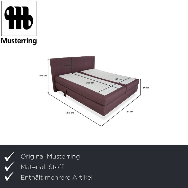 Musterring Stoff Bett Boxspringbett Hocker Lila Rosé elektrische Funktion