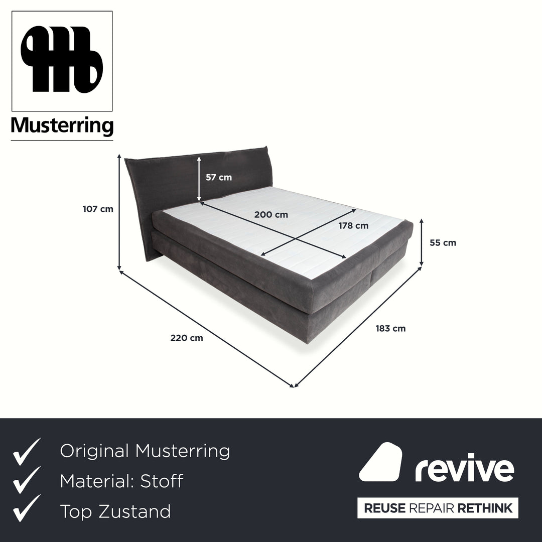 Lit en tissu gris pour chambre à coucher avec sommier tapissier