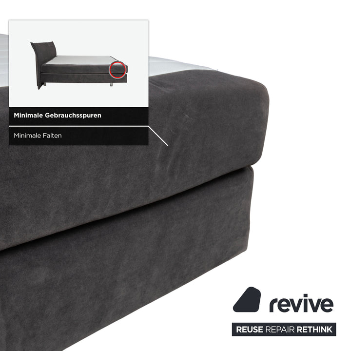 Lit en tissu gris pour chambre à coucher avec sommier tapissier