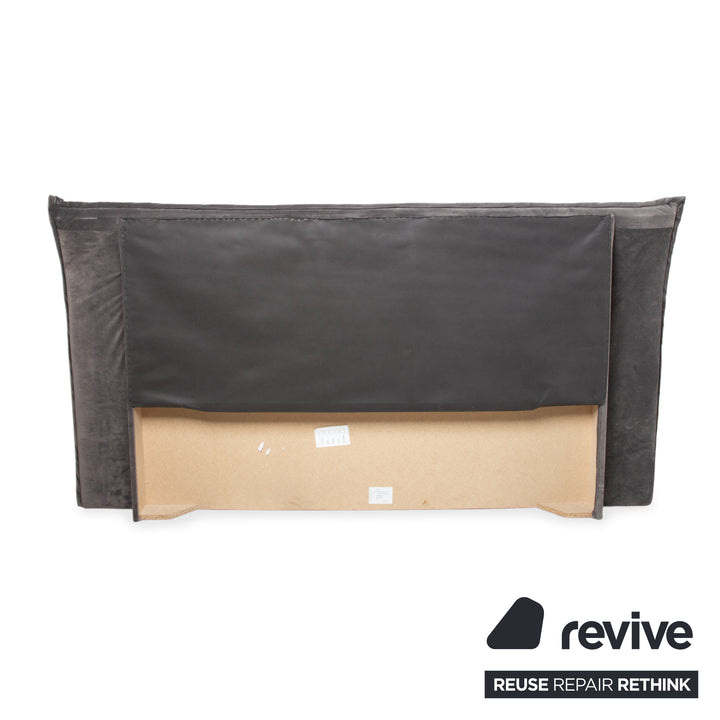 Lit en tissu gris pour chambre à coucher avec sommier tapissier