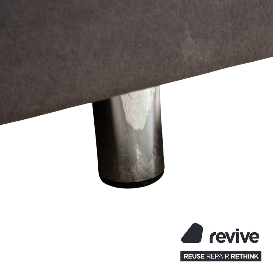 Lit en tissu gris pour chambre à coucher avec sommier tapissier