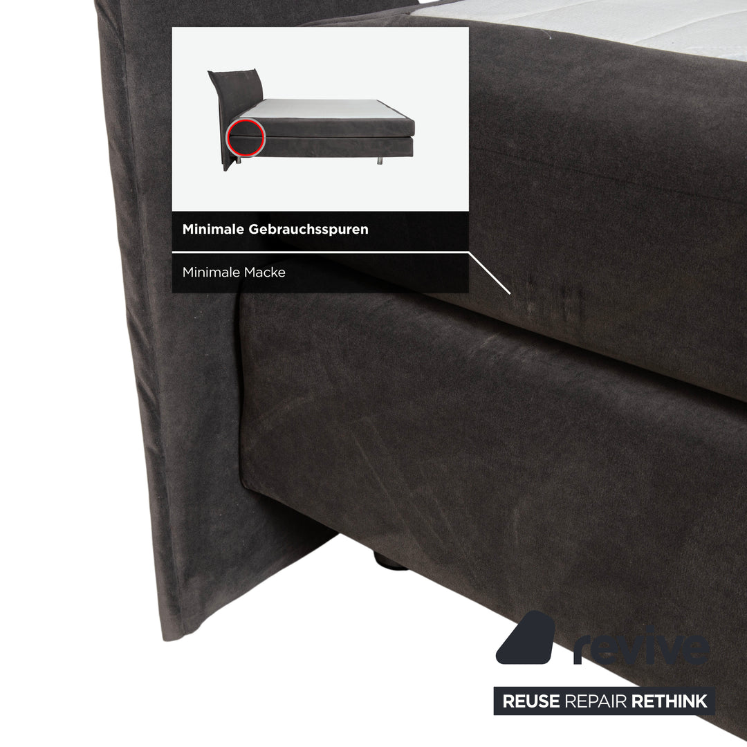 Lit en tissu gris pour chambre à coucher avec sommier tapissier