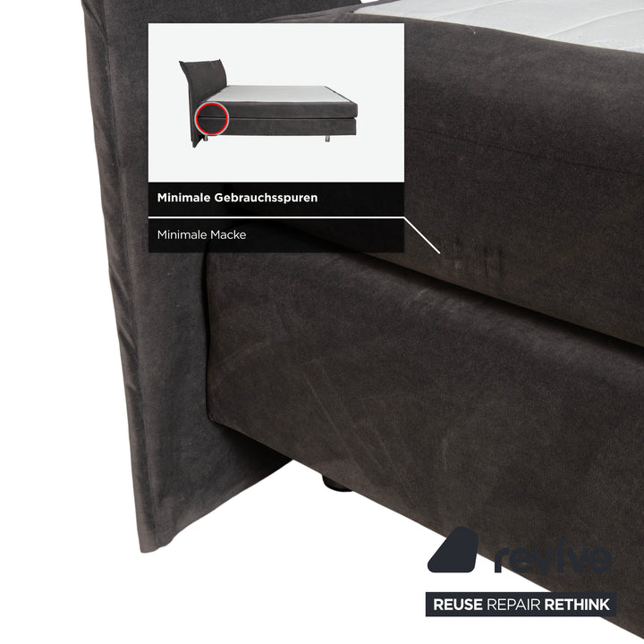 Lit en tissu gris pour chambre à coucher avec sommier tapissier