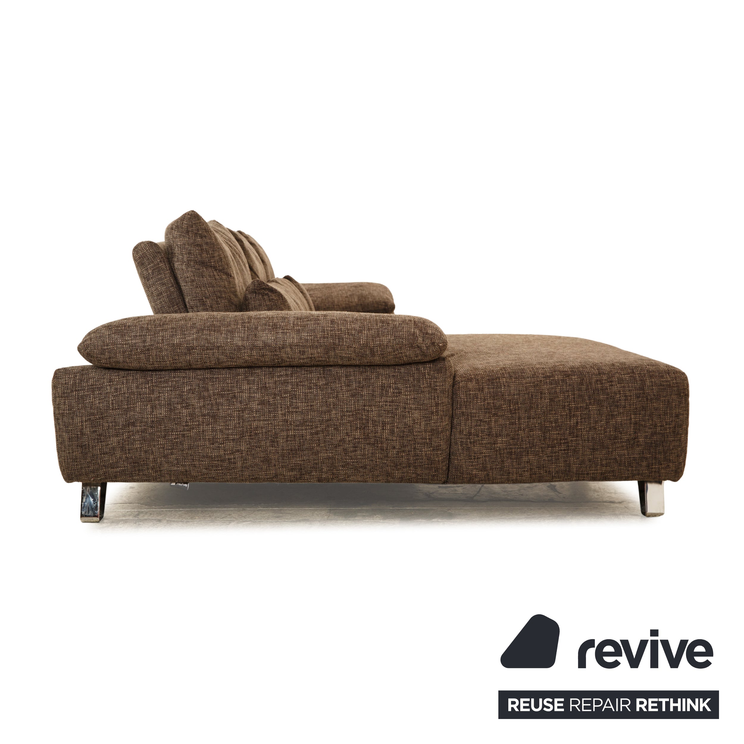 Musterring fabric corner sofa grey brown manual function chaise longue left sofa couch