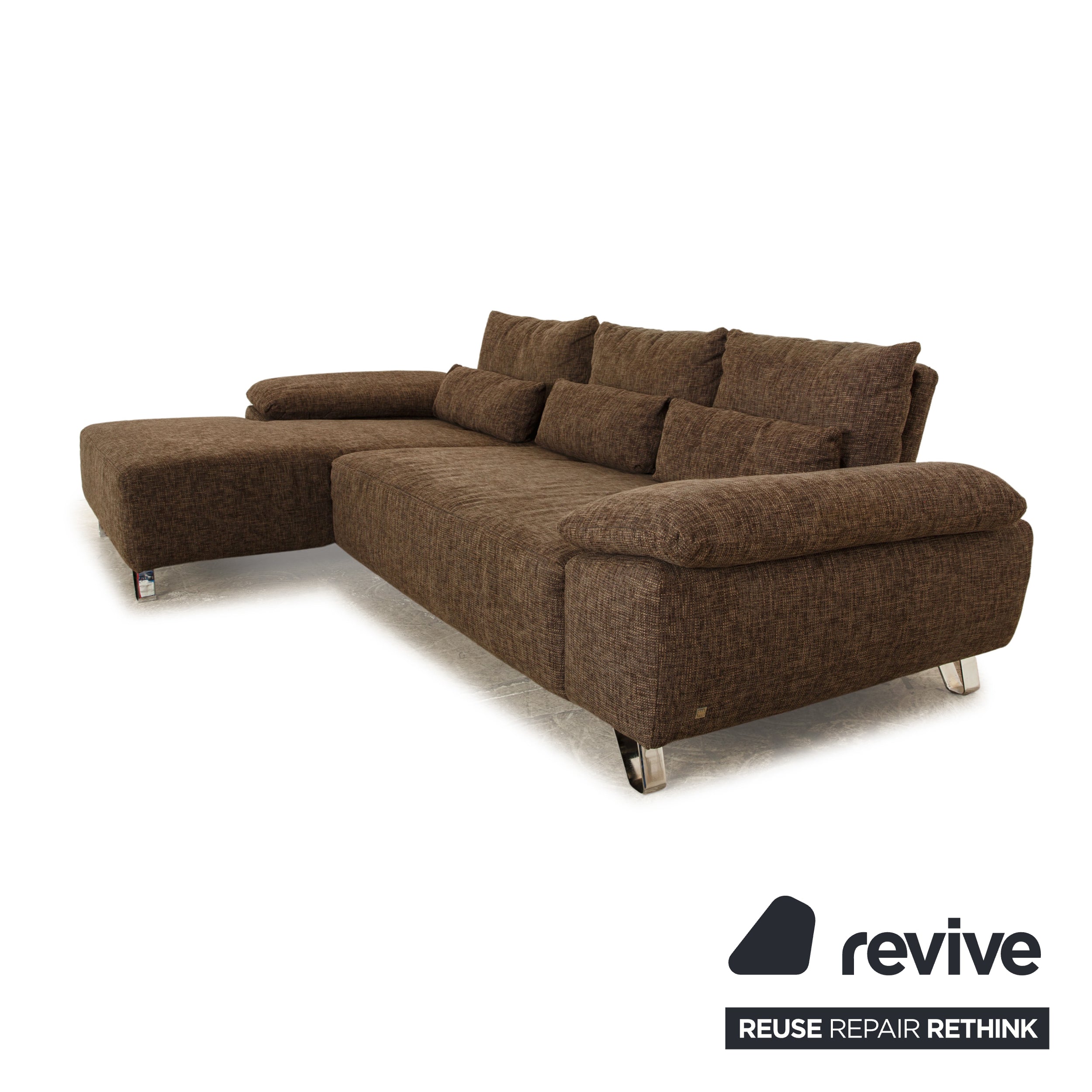 Musterring fabric corner sofa grey brown manual function chaise longue left sofa couch