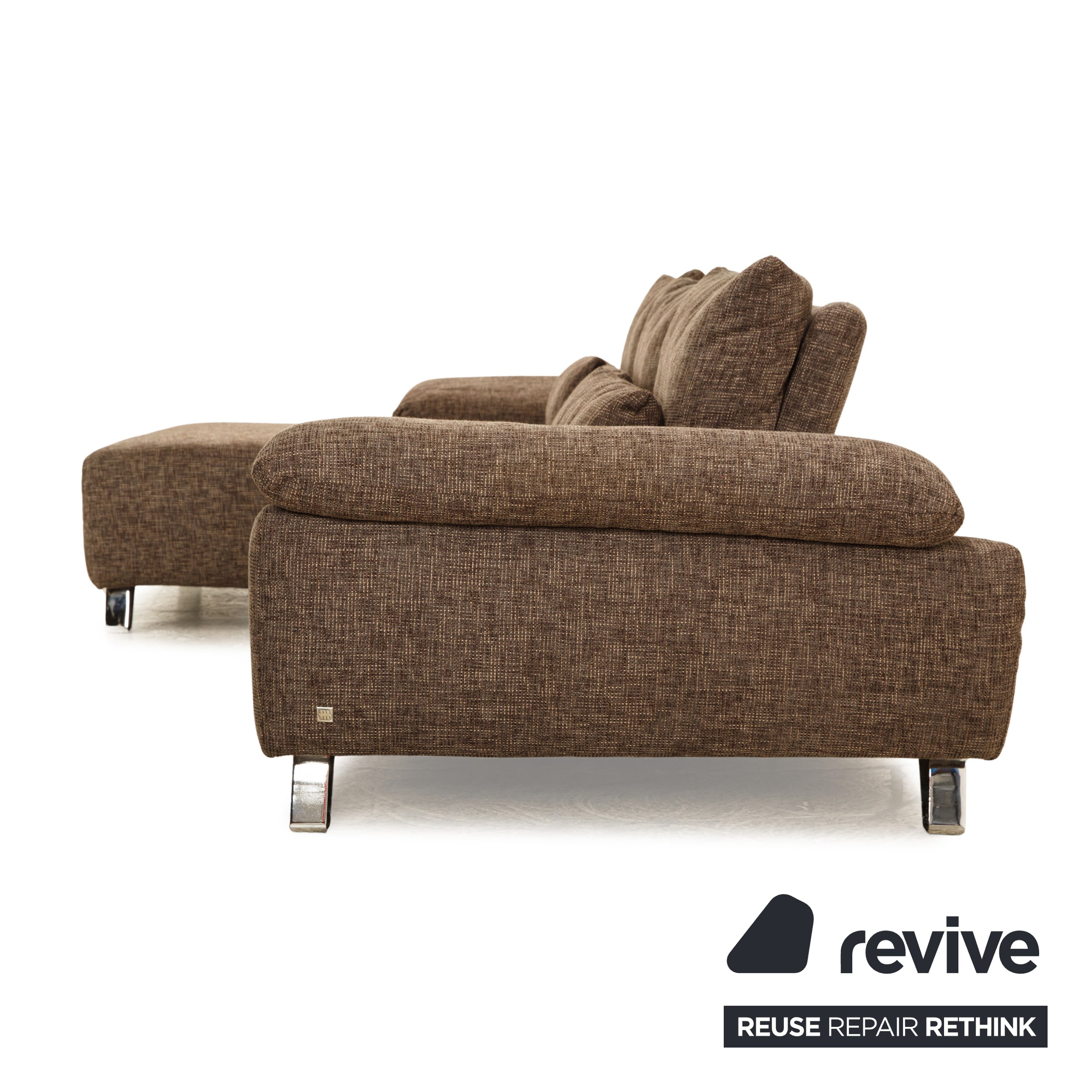 Musterring fabric corner sofa grey brown manual function chaise longue left sofa couch