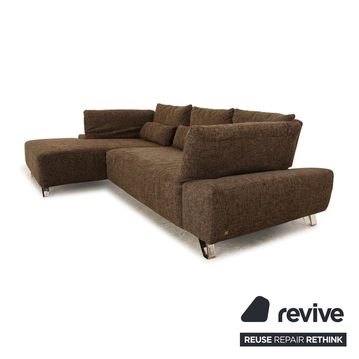 Musterring Stoff Ecksofa Grau Braun manuelle Funktion Recamiere Links Sofa Couch