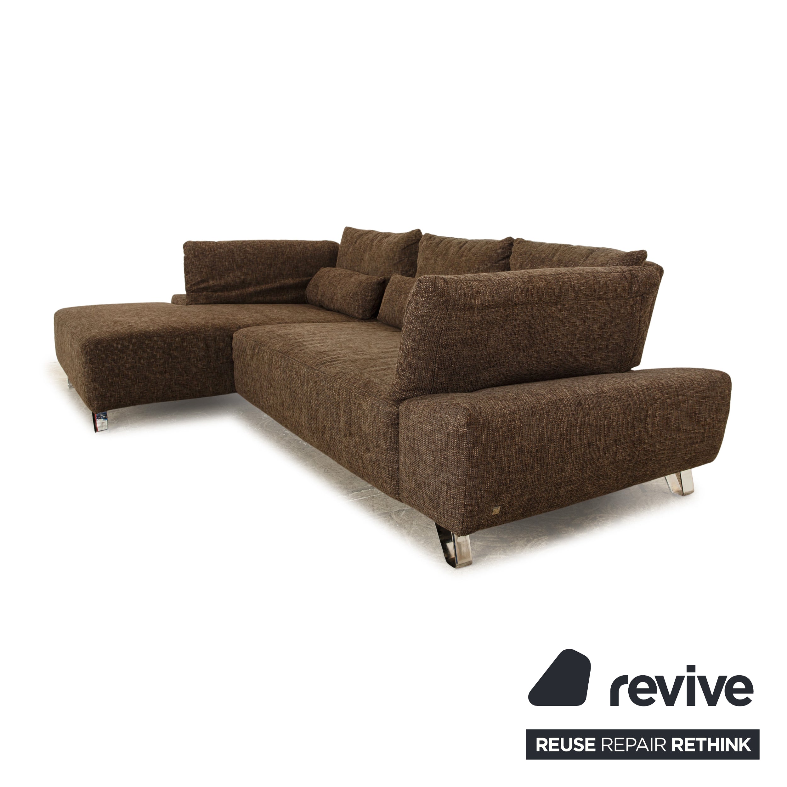 Musterring fabric corner sofa grey brown manual function chaise longue left sofa couch