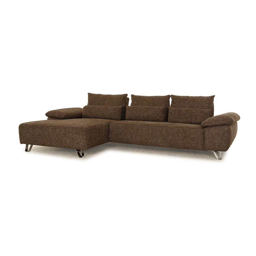Musterring fabric corner sofa grey brown manual function chaise longue left sofa couch