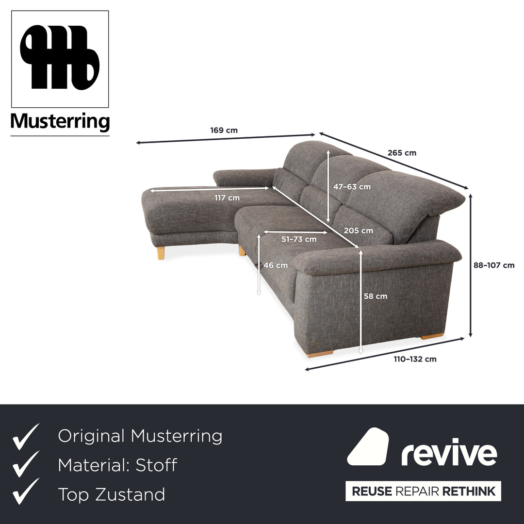 Musterring Stoff Ecksofa Grau manuelle Funktion Sofa Couch