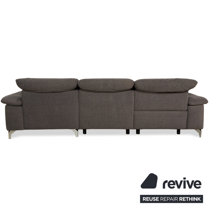 Canapé d'angle en tissu Musterring gris avec fonctions manuelles et électriques