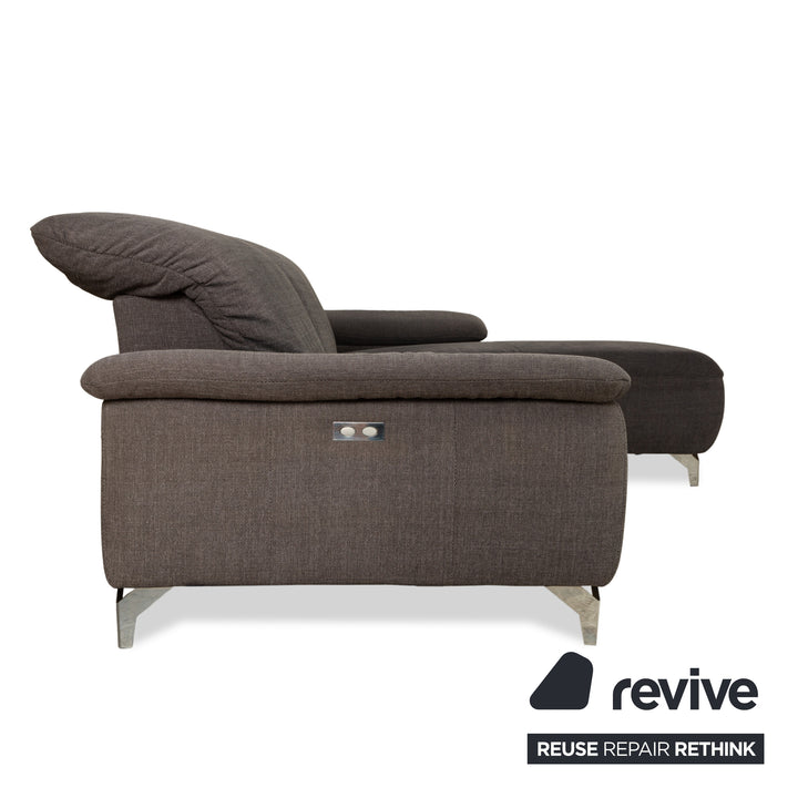 Canapé d'angle en tissu Musterring gris avec fonctions manuelles et électriques