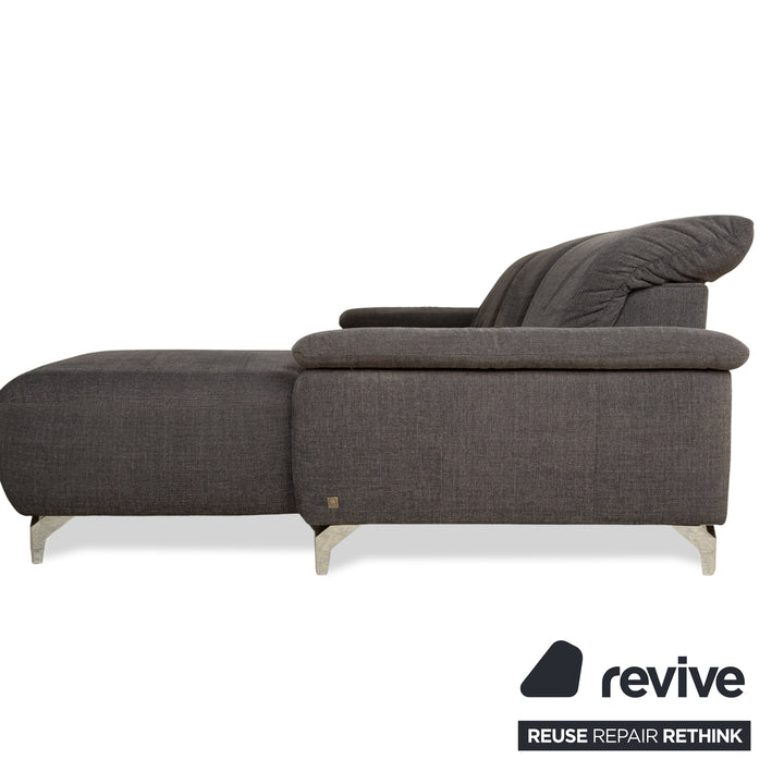 Canapé d'angle en tissu Musterring gris avec fonctions manuelles et électriques