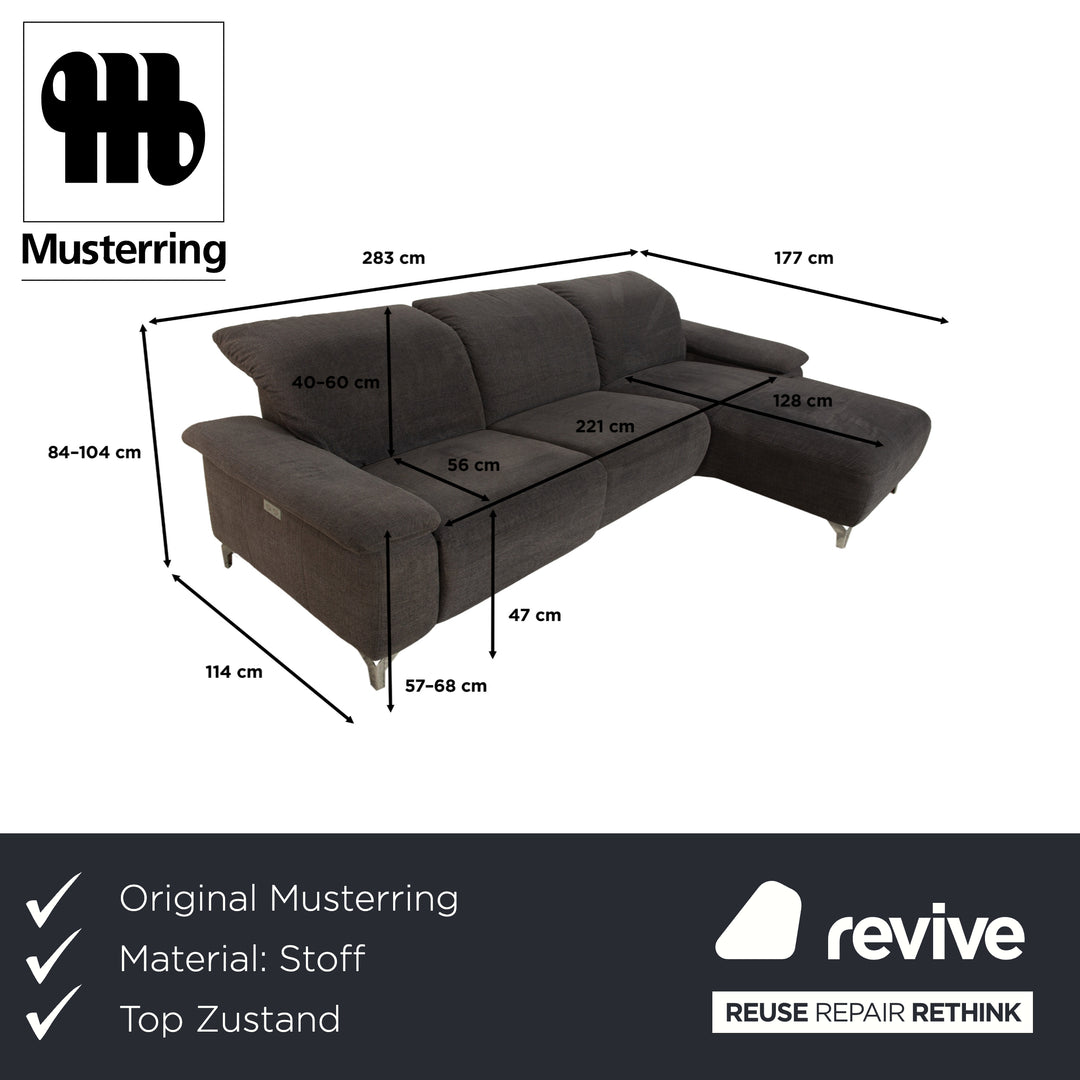 Musterring Stoff Ecksofa Grau manuelle u. elektrische Funktion Sofa Couch