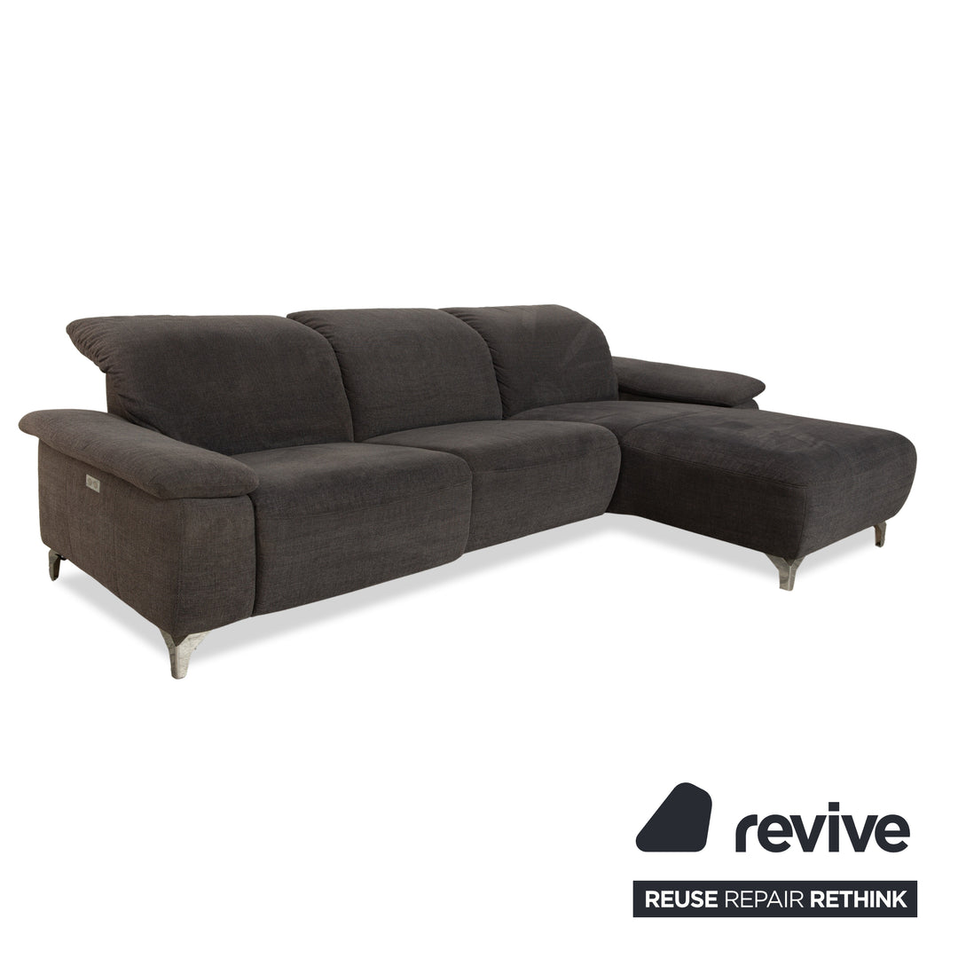 Canapé d'angle en tissu Musterring gris avec fonctions manuelles et électriques
