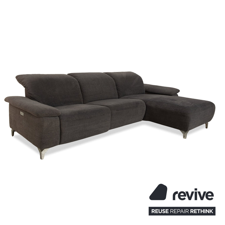 Canapé d'angle en tissu Musterring gris avec fonctions manuelles et électriques