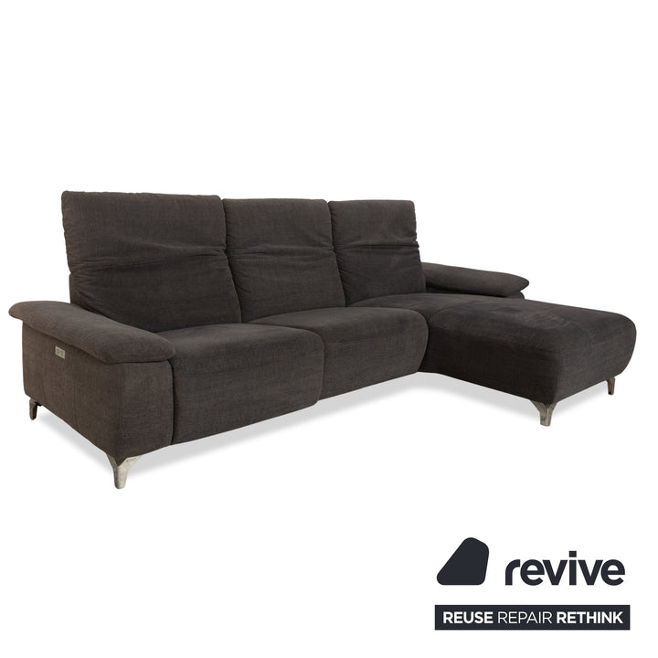 Canapé d'angle en tissu Musterring gris avec fonctions manuelles et électriques