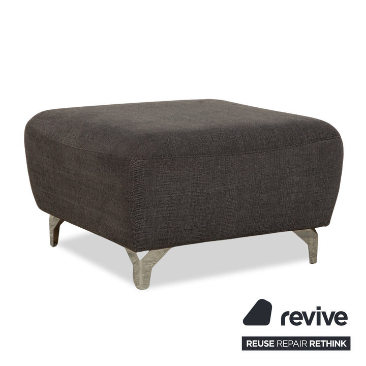 Canapé d'angle en tissu Musterring avec tabouret gris, canapé à fonctions manuelles et électriques