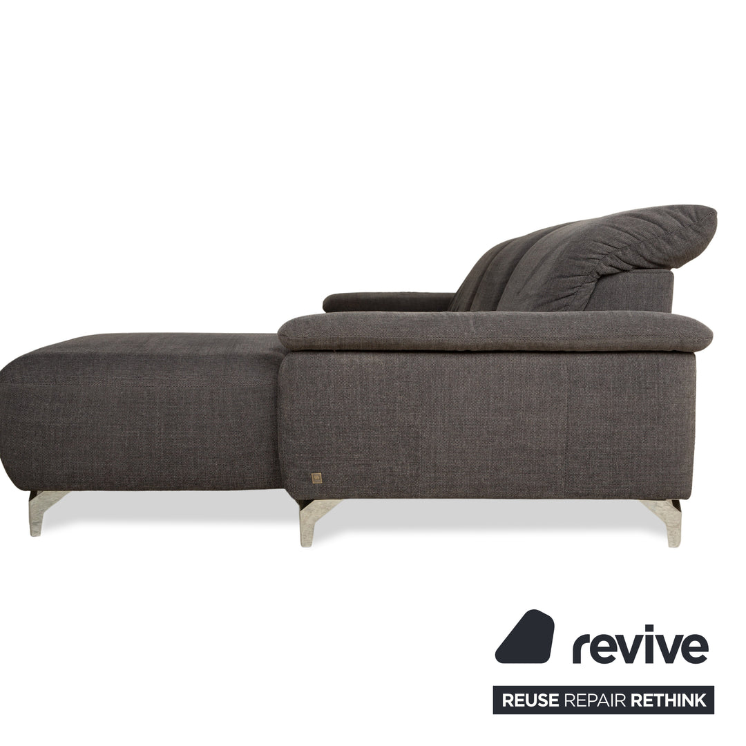Canapé d'angle en tissu Musterring avec tabouret gris, canapé à fonctions manuelles et électriques