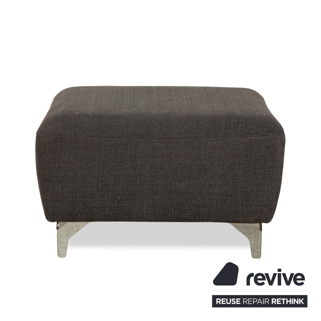 Canapé d'angle en tissu Musterring avec tabouret gris, canapé à fonctions manuelles et électriques