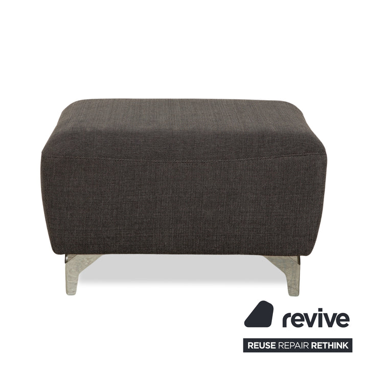 Canapé d'angle en tissu Musterring avec tabouret gris, canapé à fonctions manuelles et électriques