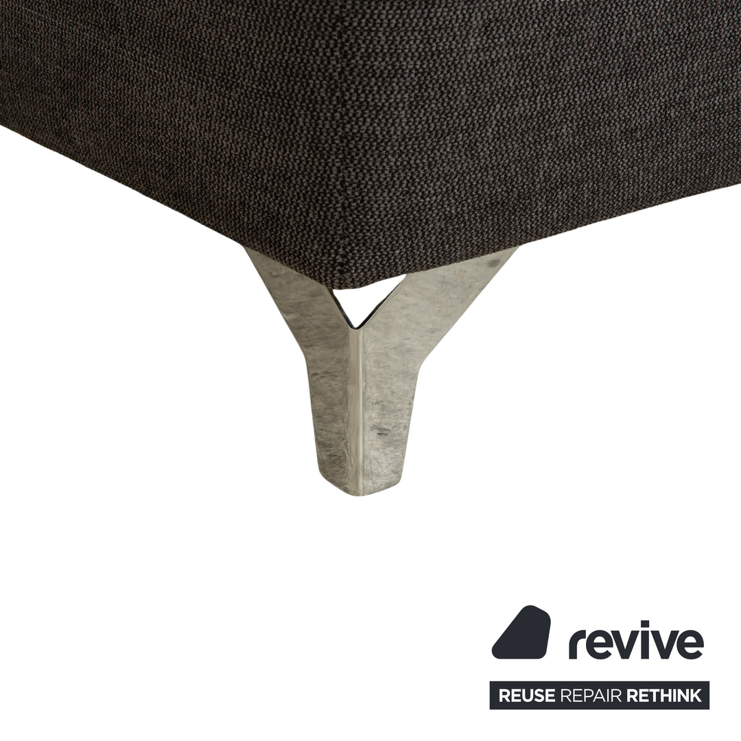 Canapé d'angle en tissu Musterring avec tabouret gris, canapé à fonctions manuelles et électriques