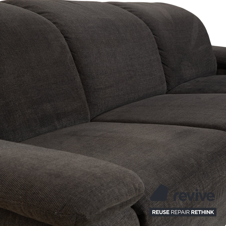 Canapé d'angle en tissu Musterring avec tabouret gris, canapé à fonctions manuelles et électriques