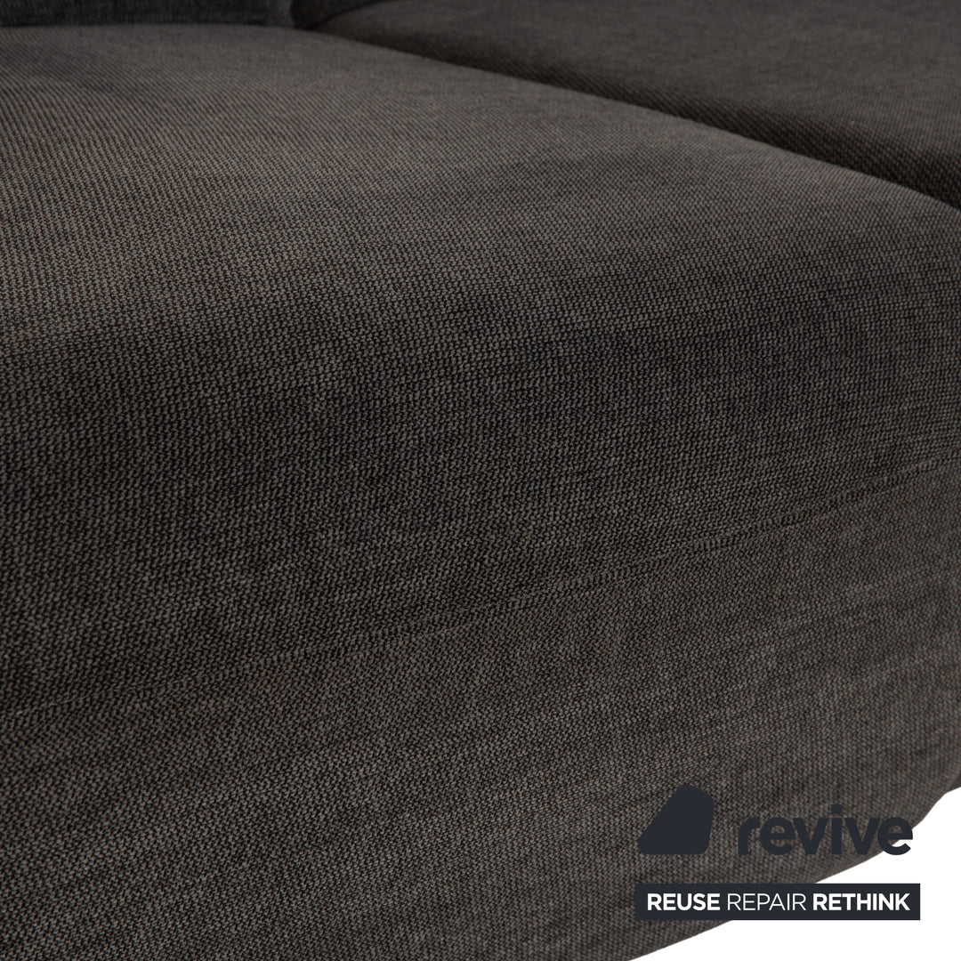 Canapé d'angle en tissu Musterring avec tabouret gris, canapé à fonctions manuelles et électriques