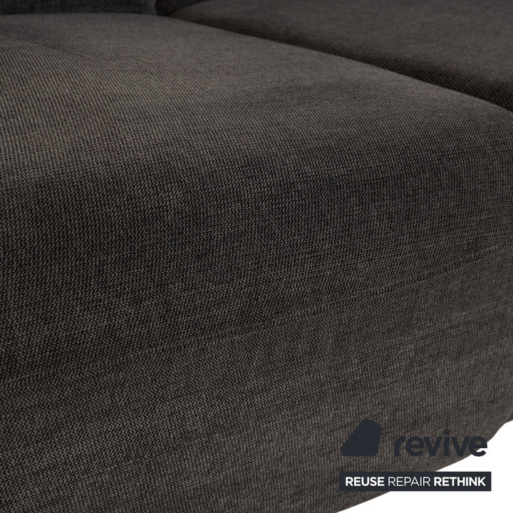 Canapé d'angle en tissu Musterring avec tabouret gris, canapé à fonctions manuelles et électriques