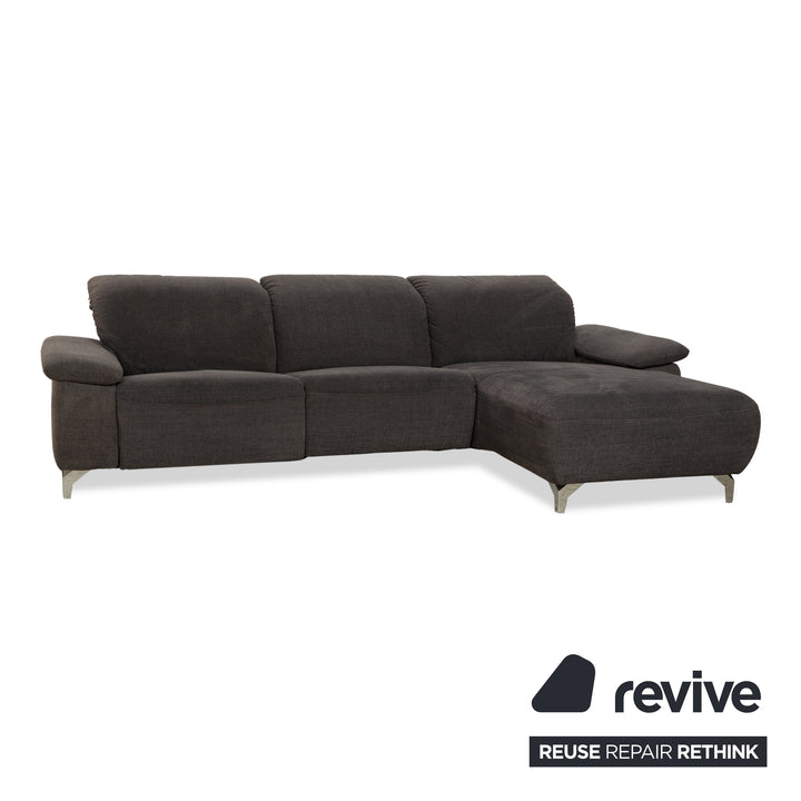 Canapé d'angle en tissu Musterring avec tabouret gris, canapé à fonctions manuelles et électriques