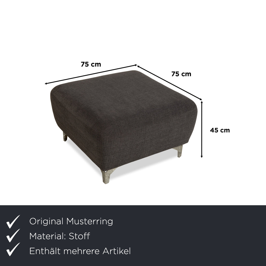 Canapé d'angle en tissu Musterring avec tabouret gris, canapé à fonctions manuelles et électriques