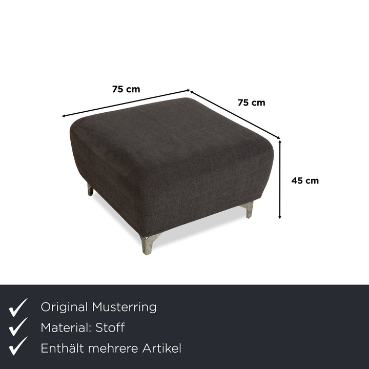 Canapé d'angle en tissu Musterring avec tabouret gris, canapé à fonctions manuelles et électriques