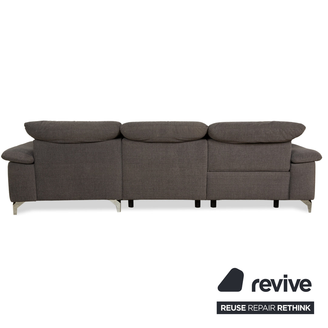 Canapé d'angle en tissu Musterring avec tabouret gris, canapé à fonctions manuelles et électriques