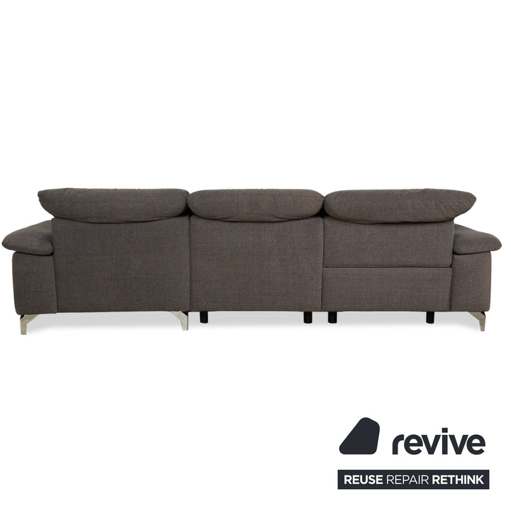 Canapé d'angle en tissu Musterring avec tabouret gris, canapé à fonctions manuelles et électriques