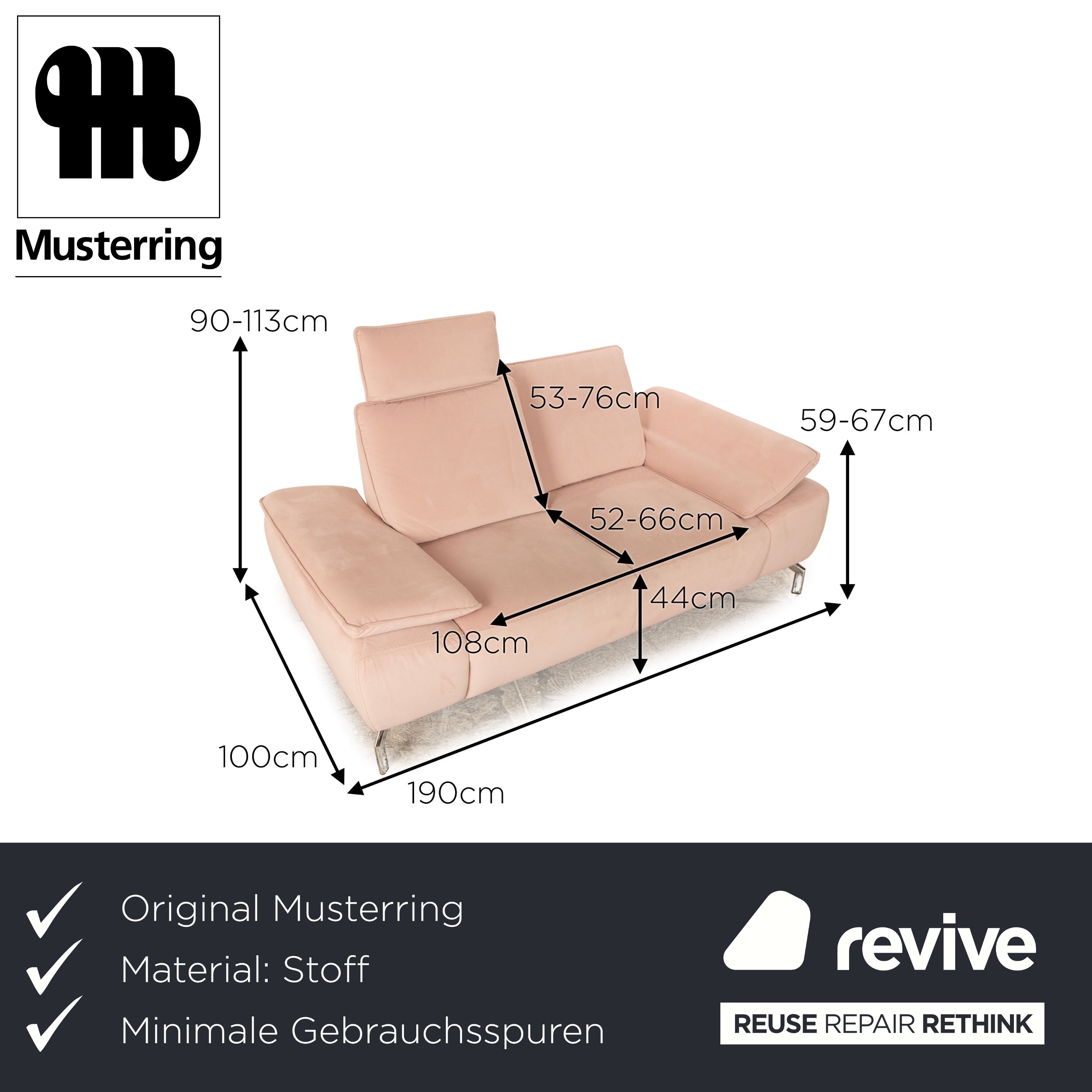 Musterring Stoff Zweisitzer Creme manuelle Funktion Sofa Couch