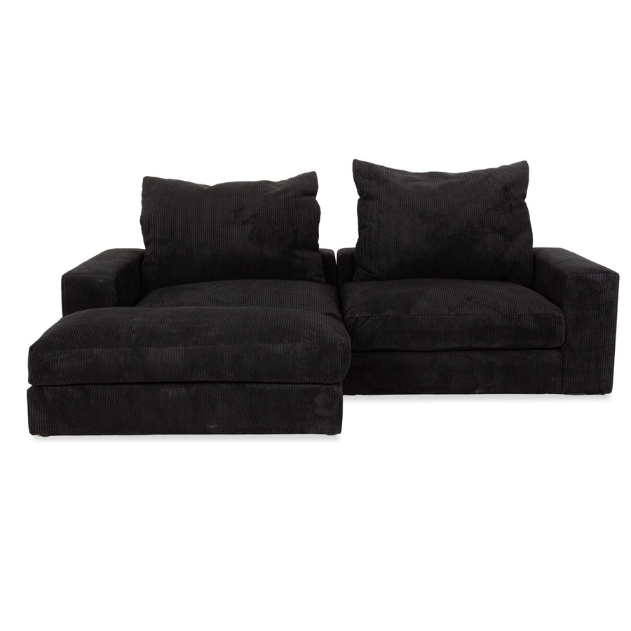 Canapé quatre places en tissu MYCS FLAYR avec tabouret noir