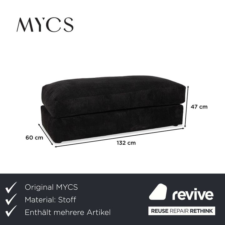 Canapé quatre places en tissu MYCS FLAYR avec tabouret noir