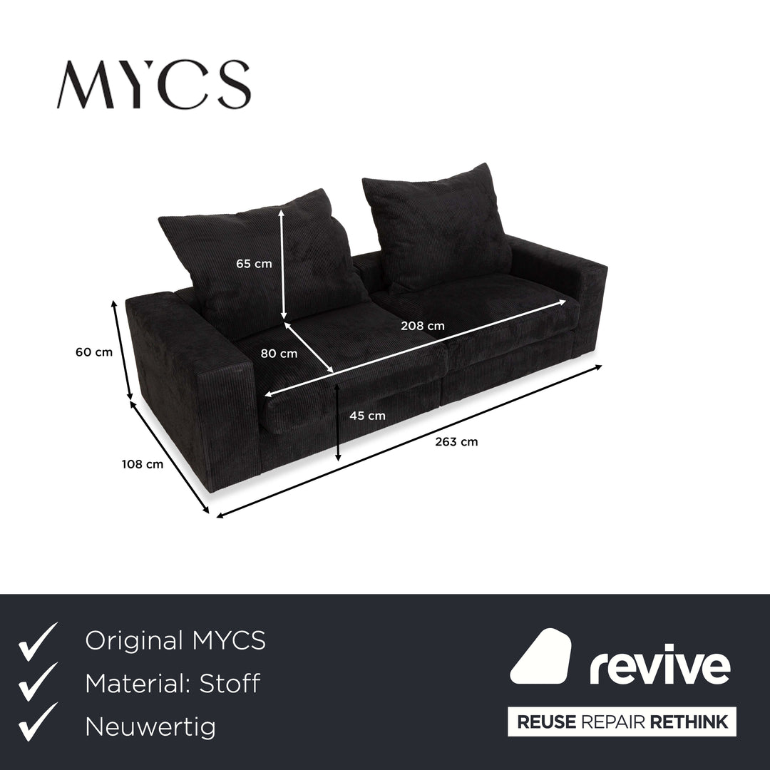 Canapé quatre places en tissu noir MYCS FLAYR