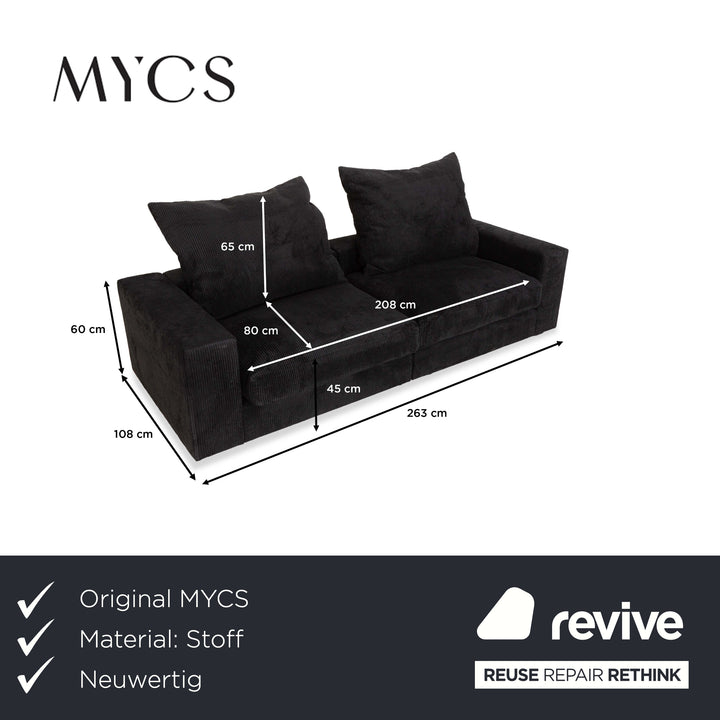 Canapé quatre places en tissu noir MYCS FLAYR