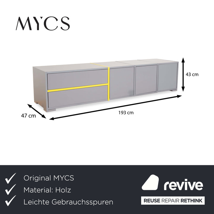 MYCS GRYD Holz Sideboard Grau Gelb