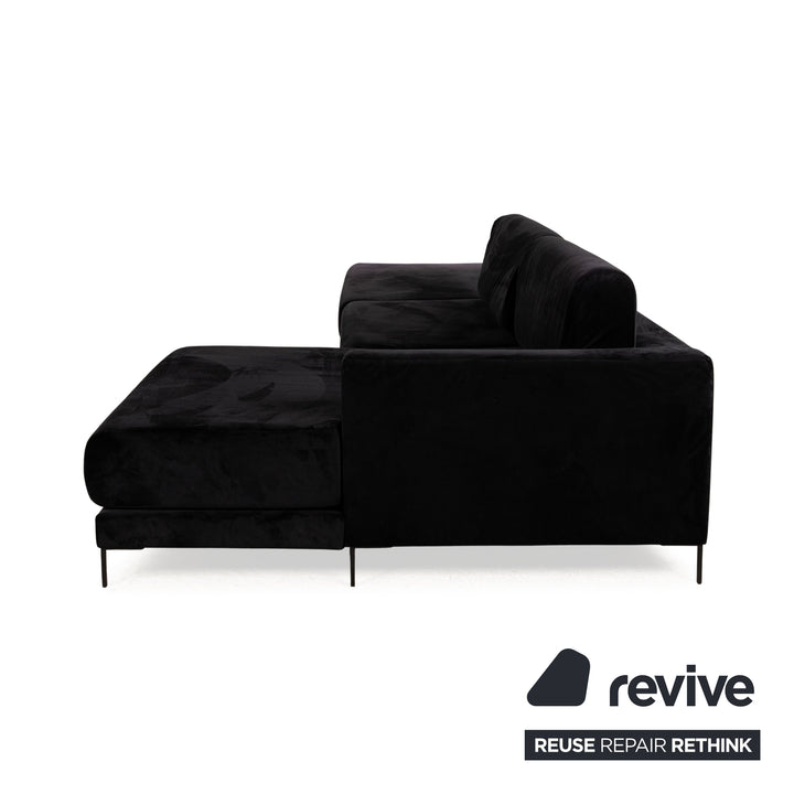 MYCS TYME Canapé d'angle en tissu Récamiere Droit Canapé Noir
