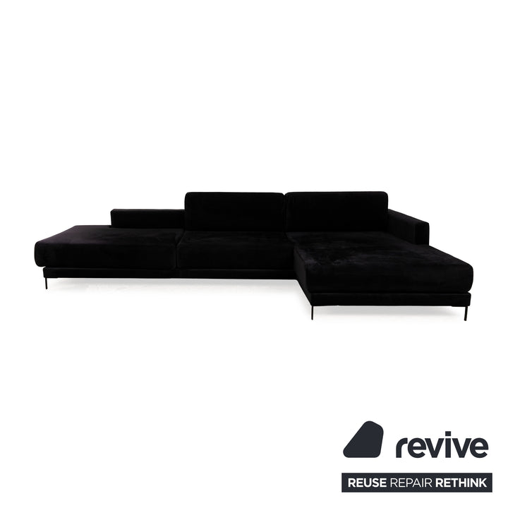 MYCS TYME Canapé d'angle en tissu Récamiere Droit Canapé Noir