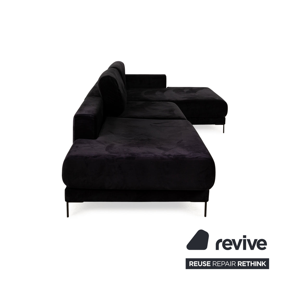 MYCS TYME Canapé d'angle en tissu Récamiere Droit Canapé Noir